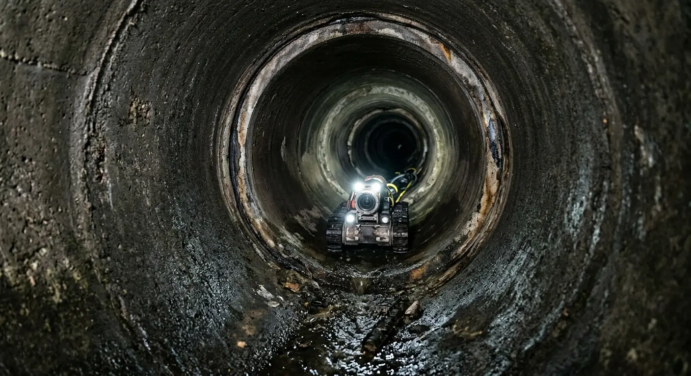 Robotic sewer camera inspecting pipe interior for Drain Snake Service in Atascadero